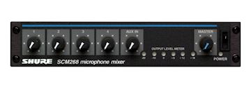 Mixeur mono Shure – 4 entrées micro, 1 entrée auxiliaire