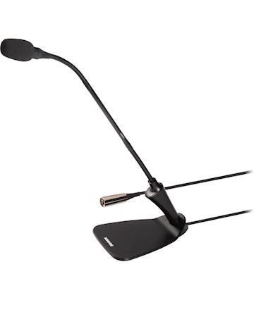 Microphone col de cygne Shure, base de bureau, avec câble XL