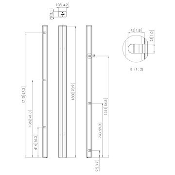 Vogels PUC 2718S; Vloerbuis Connect-it, 180 cm, zilv